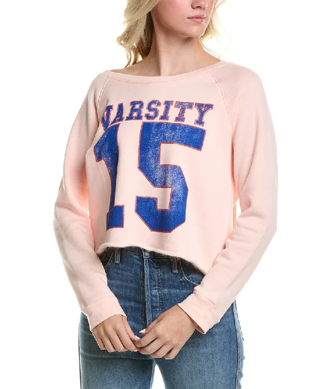 Women's Slit Pleated Pullovers-Prince Peter Varsity 15 Crop Pullover