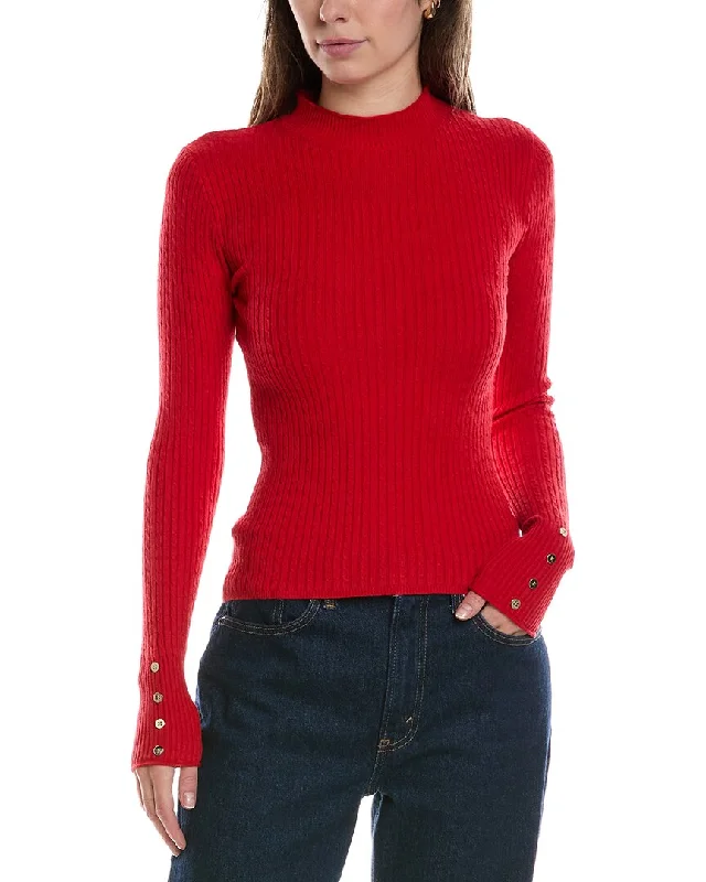 Pullover Sweater with Zipper Collar-Women's Zip-Up Pleated Pullovers-MEIVEN Cable Rib Sweater