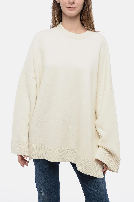 Wool Pullover Sweater-Women's Front-Open Pullovers-Loewe Crew Neck Oversized Pure Cashmere Sweater