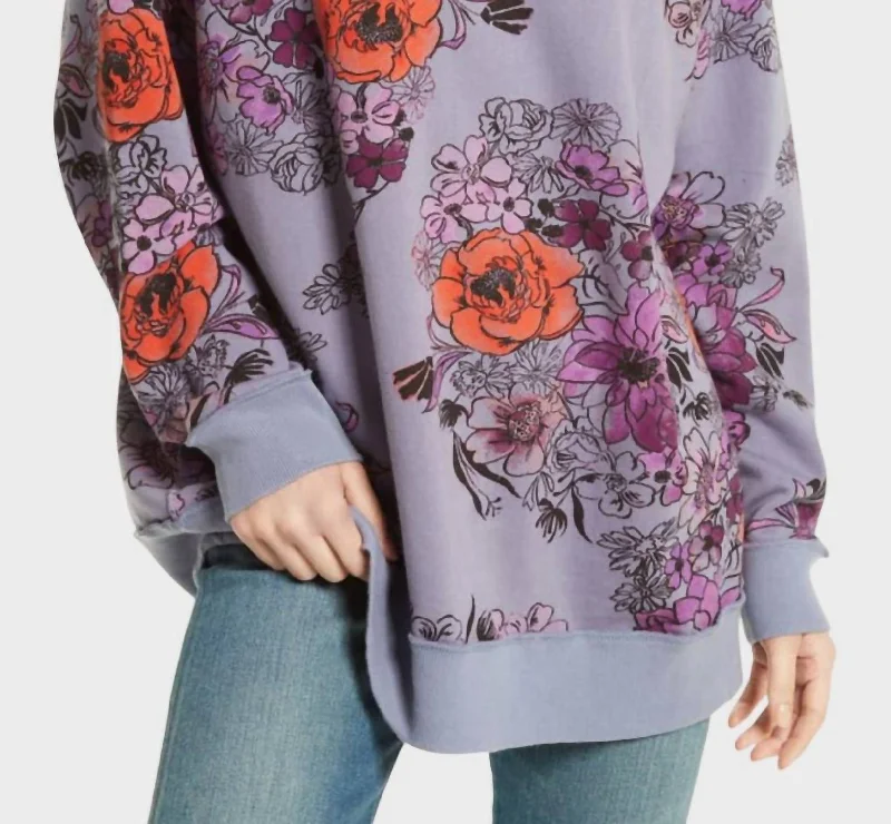 Cashmere Pullover Sweater with V-neck-Women's Evening Pullovers-Daisy Slouchy Sweater In Purple