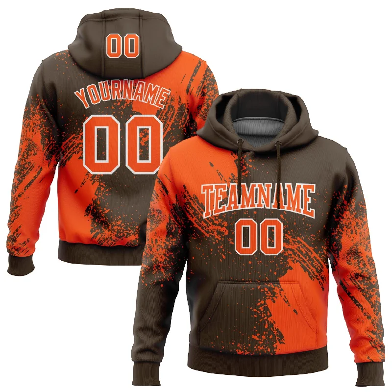 Hoodie for Easy Layering Looks-Women's Hoodies with Drawstrings-Custom Stitched Brown Orange-White 3D Pattern Design Abstract Brush Stroke Sports Pullover Sweatshirt Hoodie