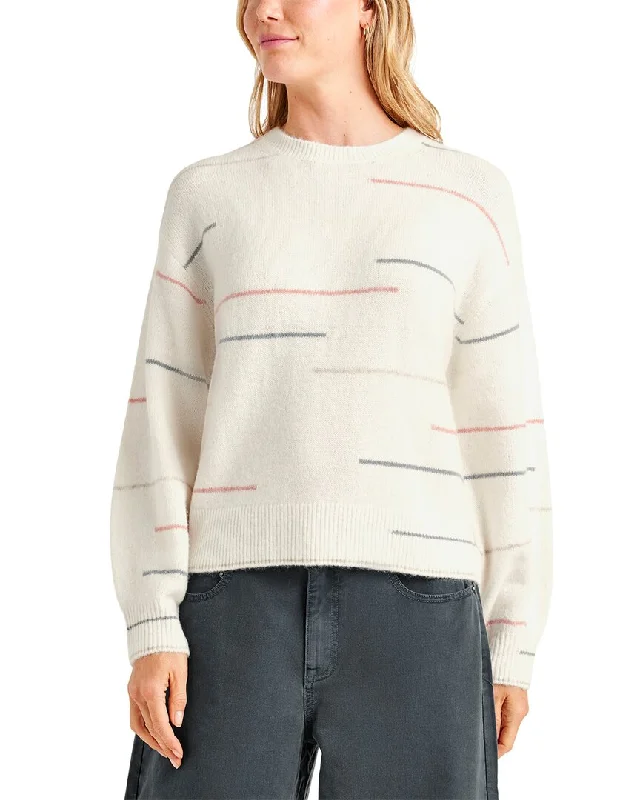 Pullover Sweater with Sleeves-Women's Satin Pleated Pullovers-Splendid Quinn Stripe Wool & Alpaca-Blend Sweater