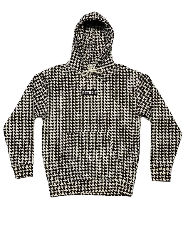 Hoodie with Lightweight Material for Warmth-Women's Lantern Sleeve Hoodies-Ink Detroit Premium Heavyweight Hoodie - Houndstooth