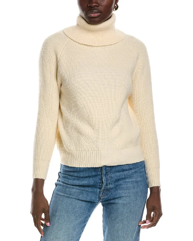 Pullover Sweater for Cold Weather-Women's Metallic Floral Pullovers-Lyra & Co Wool-Blend Turtleneck Sweater