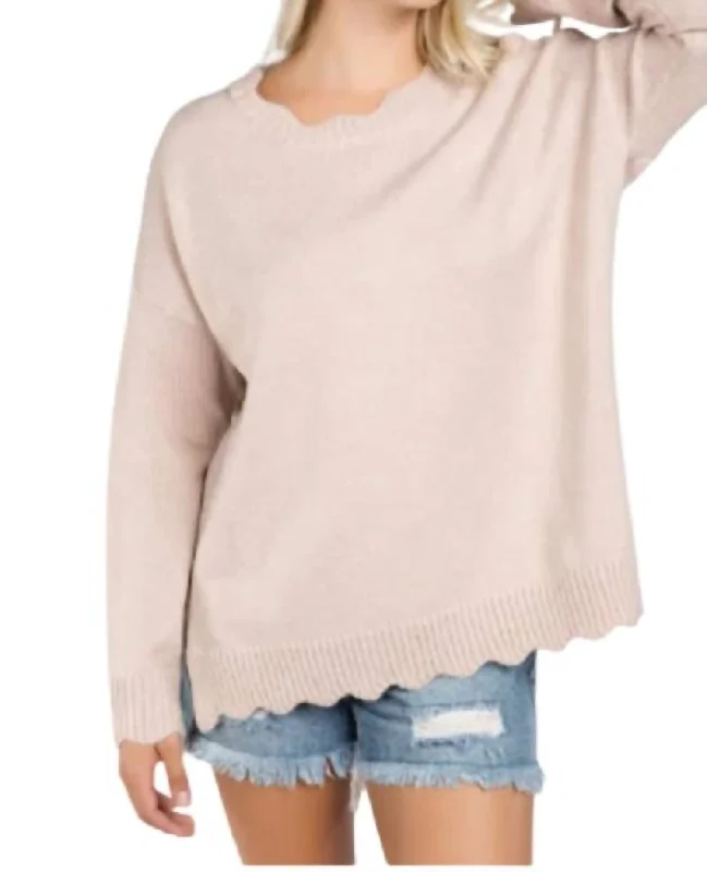 Pullover Sweater with Animal Print-Women's Ribbed Pullovers-Drop Shoulder Lacing Detail Sweater In Dusty Pink