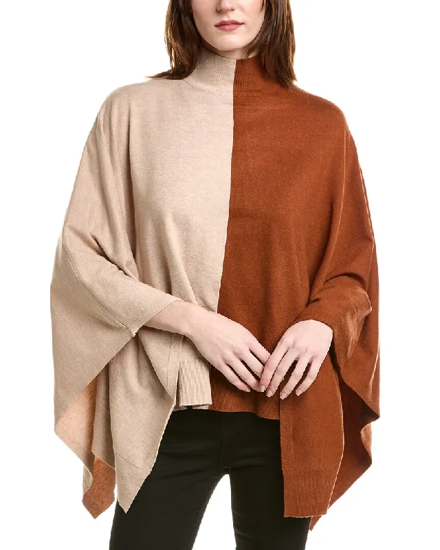 Thick Pullover Sweater-Women's High-Waisted Pleated Pullovers-Love Token Colorblock Poncho Sweater