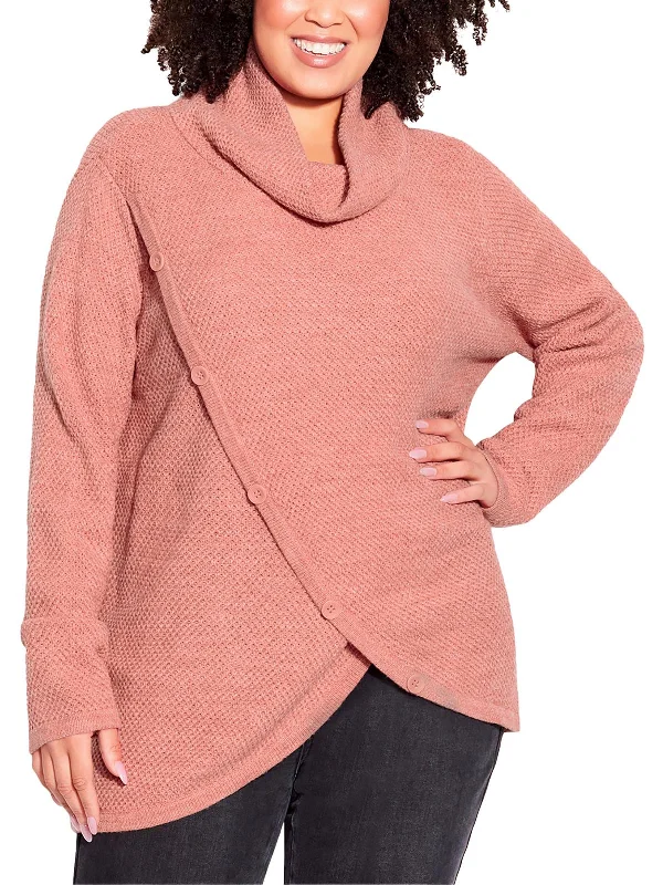 Pullover Sweater for Winter Warmth-Women's Fleece Pullovers-Plus Womens Cowl Hooded Pullover Sweater