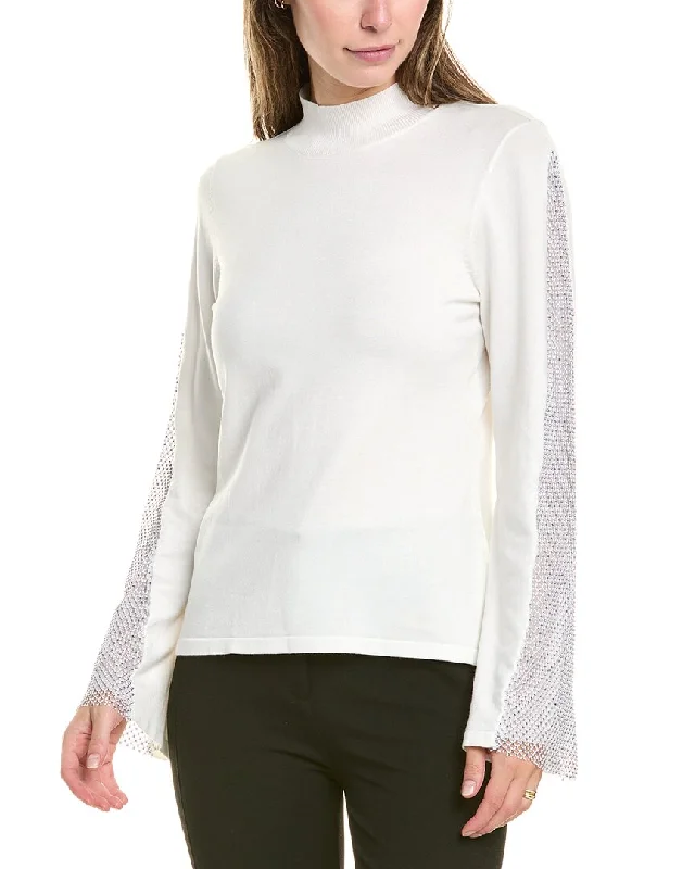 Pullover Sweater with Wool Blend-Women's Sleep Pullovers-Vince Camuto Mock Neck Sweater