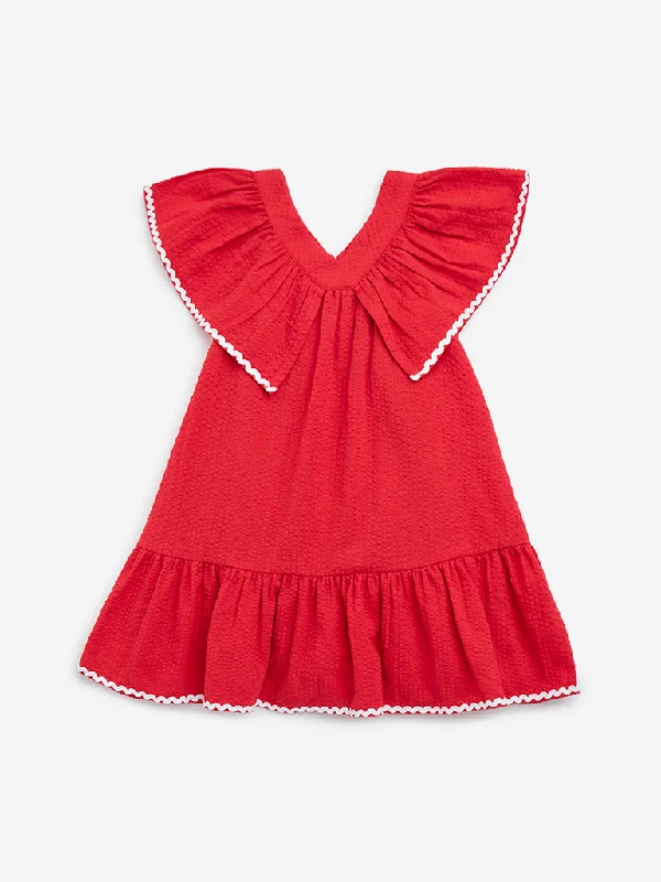 HOP Kids Red Flared Cotton Dress