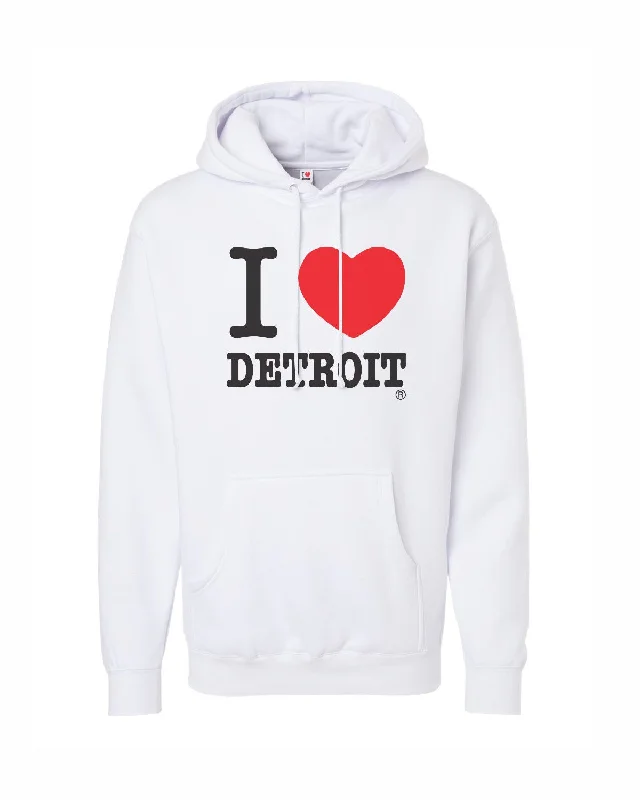 Hoodie for Smart Casual Look-Women's Long Sleeve Hoodies-Ink Detroit - I Love Detroit - Hoodie - White