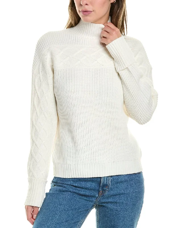 Wool Blend Pullover Sweater-Women's Long Sleeve Pullovers-Design History Horizontal Cable Sweater