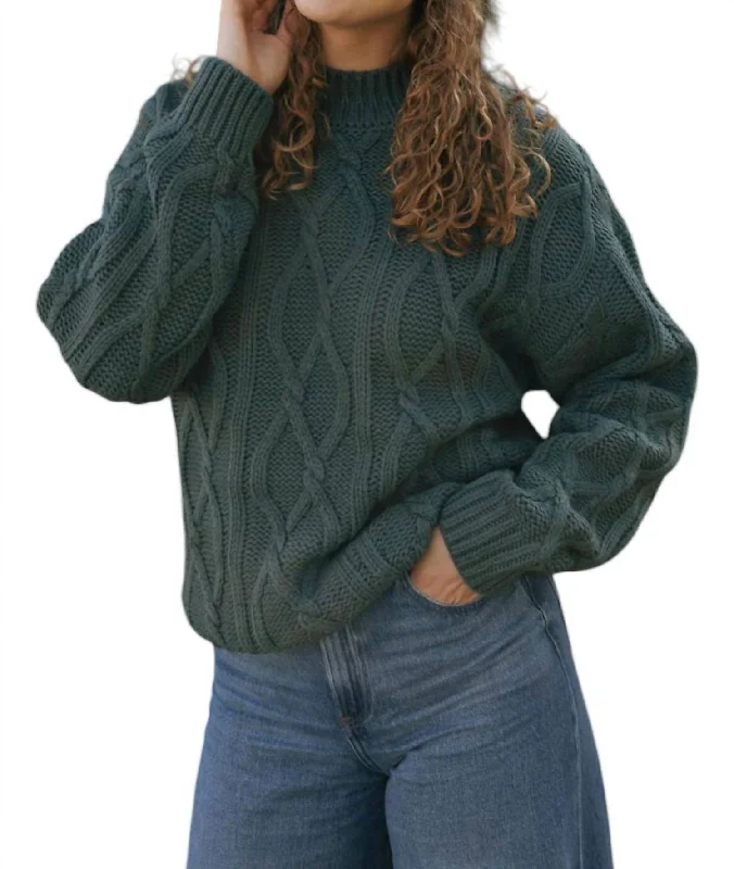 Plain Pullover Sweater for Men-Women's Layered Pullovers-Crew Cable Sweater In Green