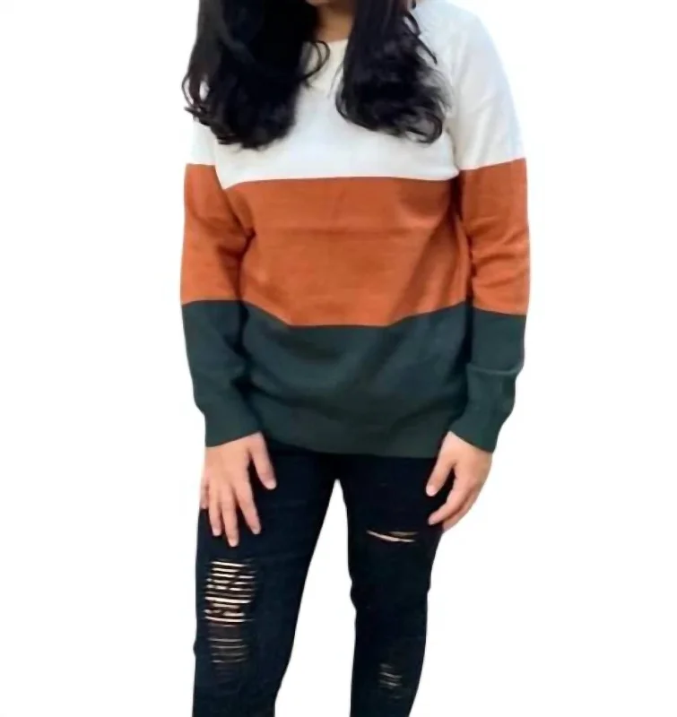 Pullover Sweater for a Fashionable Look-Women's Everyday Pullovers-Color Block Off The Shoulder Sweater In Multi