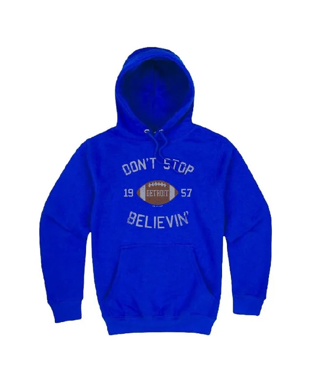 Hoodie for Daily Comfort-Women's Layered Hoodies-Ink Detroit Don't Stop Believin’ 1957 Heavy Weight Hoodie - Dark Royal Blue