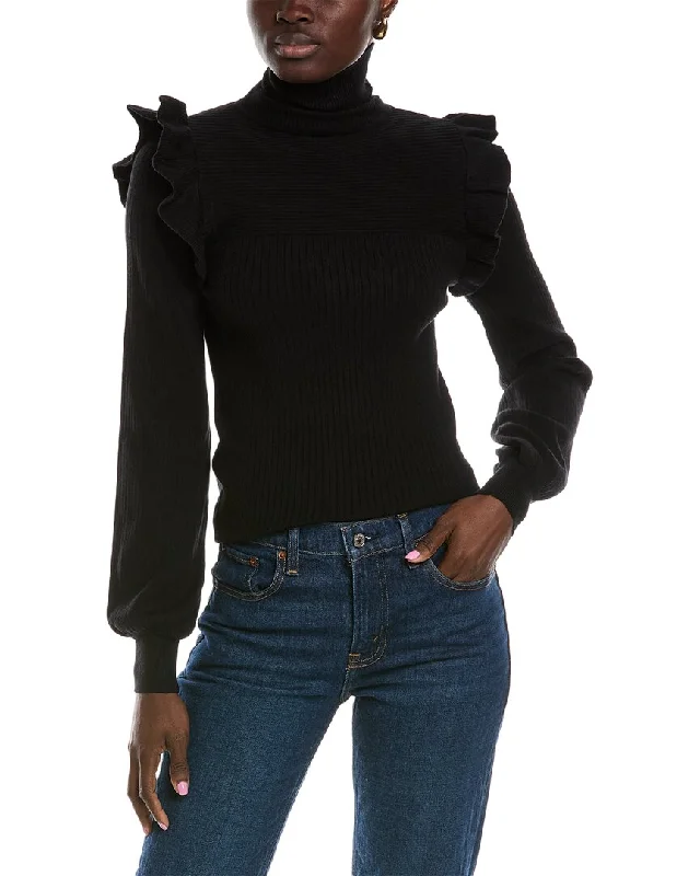 Men's Pullover Sweater for Winter-Women's Textured Pleated Pullovers-Brook + Lynn Turtleneck Sweater