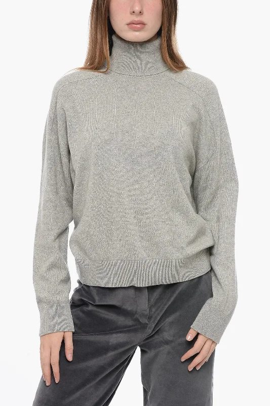 Pullover Sweater with Stylish Texture-Women's Fringe Denim Pullovers-Armarium Cashmere DIMITRI Turtleneck Sweater