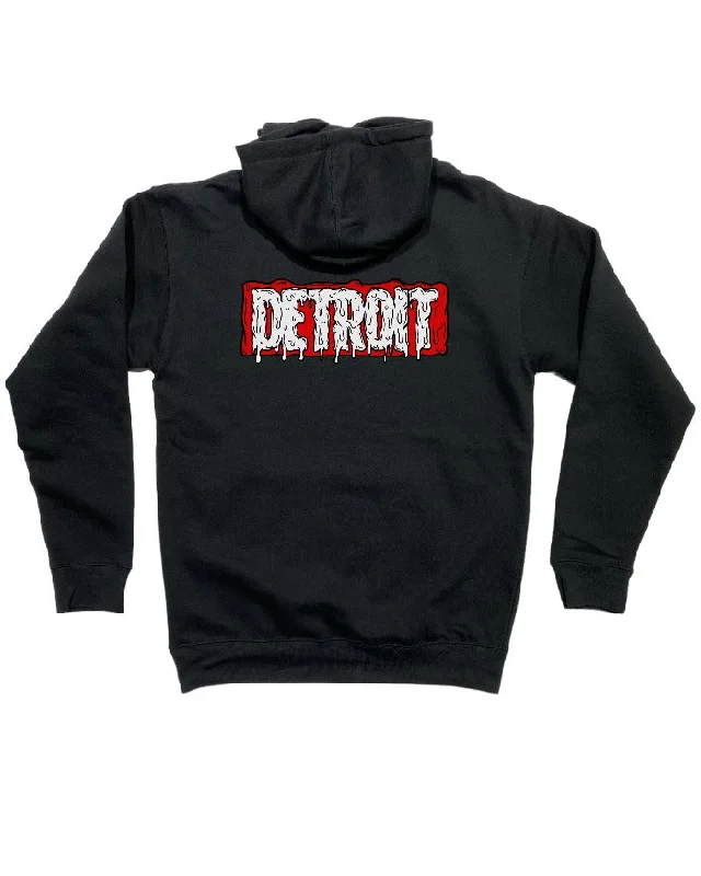 Hoodie with Trendy Graphics for Fashion-Women's Loose Fit Hoodies-Ink Detroit - MARVELous DETROIT DRIP - Premium Heavyweight Hoodie - Black