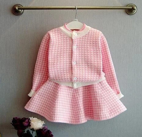 Wide Skirts-Women's Sequin Skirts-Kids Clothing Set Girls Checked Skirt Suit