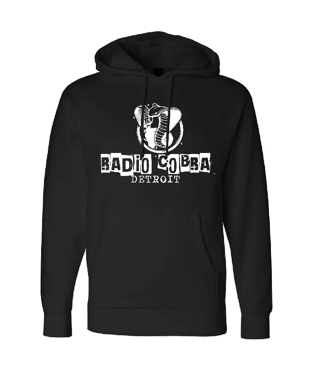 Hoodie for Cold Weather Layering-Women's Paisley Print Hoodies-Ink Detroit - Radio Cobra Heavyweight Hoodie - Black