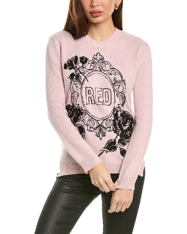 Printed Pullover Sweater-Women's Ribbed Floral Pullovers-RED Valentino Wool-Blend Sweater