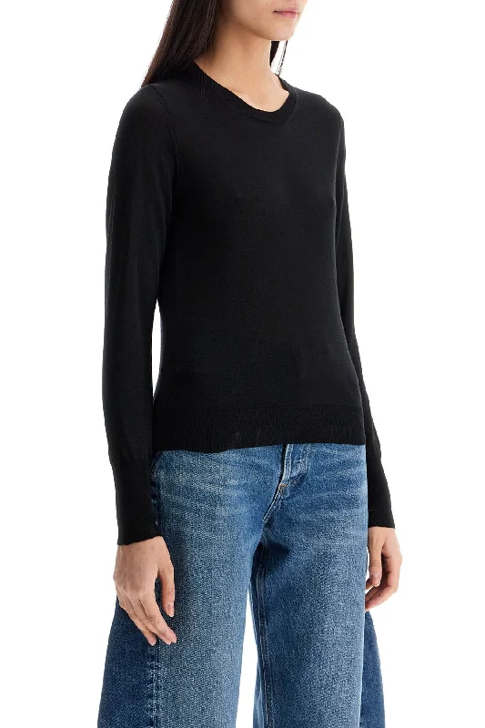 Women's Lounge Pullovers-Golden Goose Black Merino Wool Sweater With Golden Applications For Women