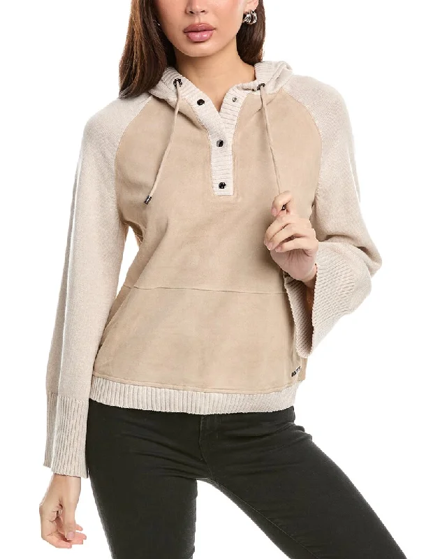 Pullover Sweater with Double Layer-Women's Soft Pullovers-Bogner Ohana Suede & Cashmere-Blend Pullover