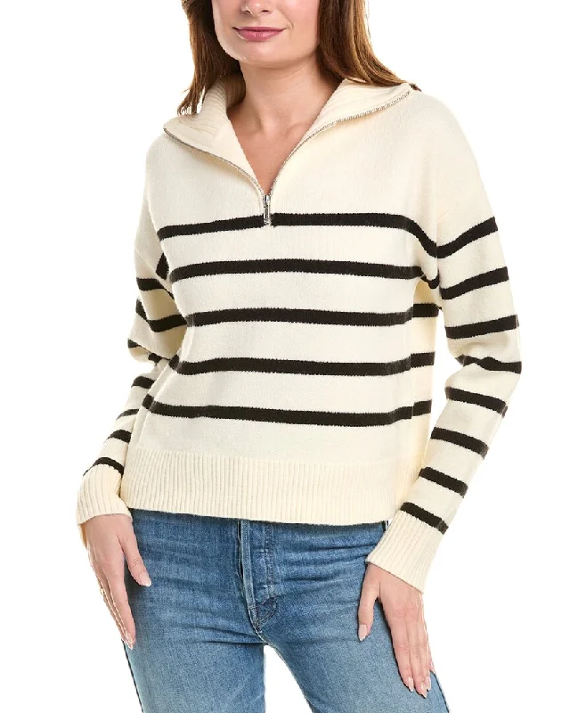 Beige Pullover Sweater-Women's Ribbed Ruffle Pullovers-Aiden Zip-Up Sweater