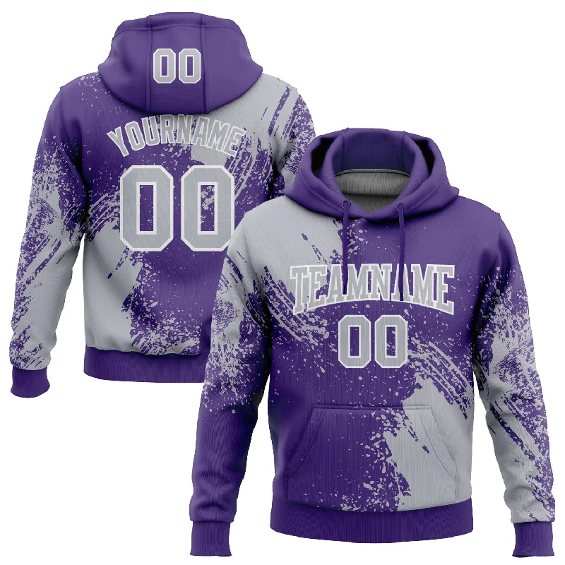 Hoodie with Modern Look for Men-Women's Showstopper Hoodies-Custom Stitched Purple Gray-White 3D Pattern Design Abstract Brush Stroke Sports Pullover Sweatshirt Hoodie