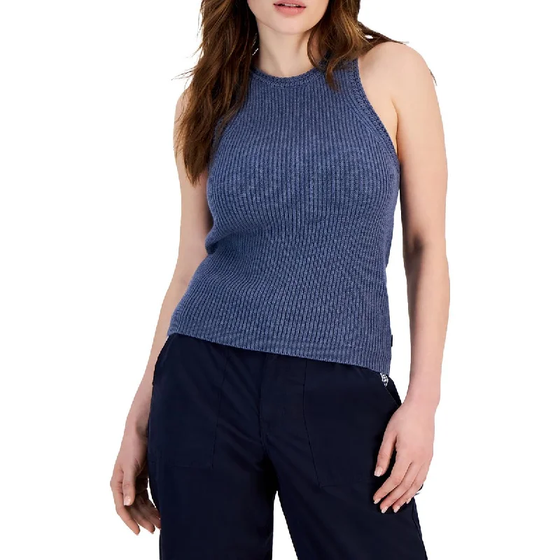 Pullover Sweater for Cool Nights-Women's Everyday Pullovers-Claremont Womens Crochet Trim Knit Tank Top Sweater