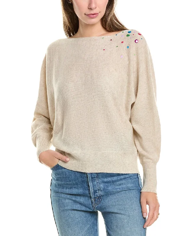 Classic Crewneck Pullover Sweater-Women's Midi Denim Pullovers-Brodie Cashmere Wool & Cashmere-Blend Hot Fix Off Shoulder Jumper