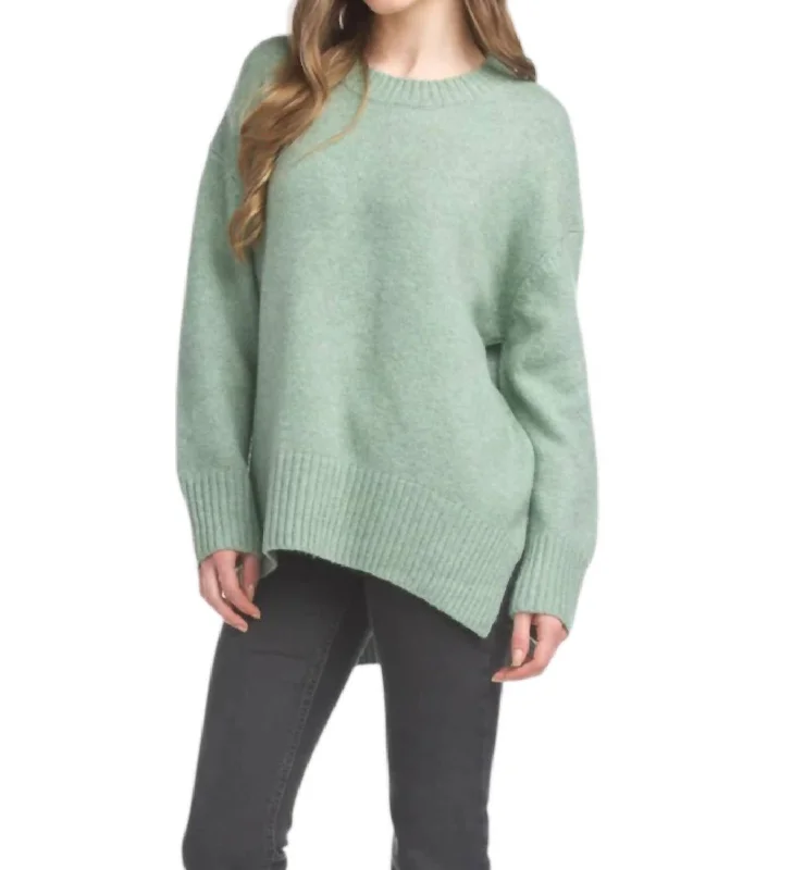 Pullover Sweater for Men with Slim Fit-Women's Lace A-Line Pullovers-Ribbed Sweater In Green