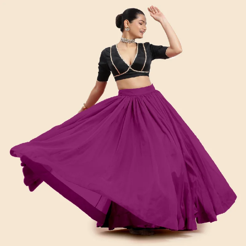 Woolen Pencil Skirts-Women's Satin Denim Skirts-Bahaar x Tyohaar | Lehenga Skirt in Purple Organza