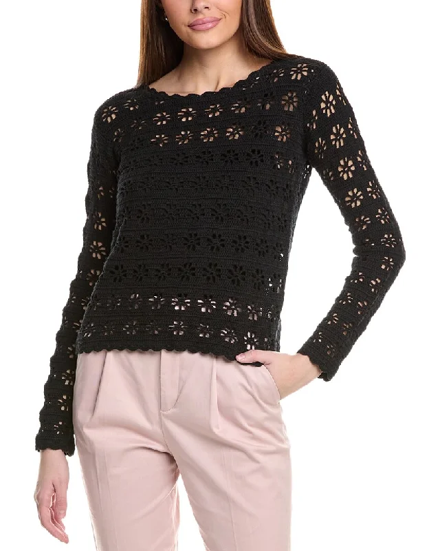 Warm Pullover Sweater for Winter-Women's Textured A-Line Pullovers-RED Valentino Sweater