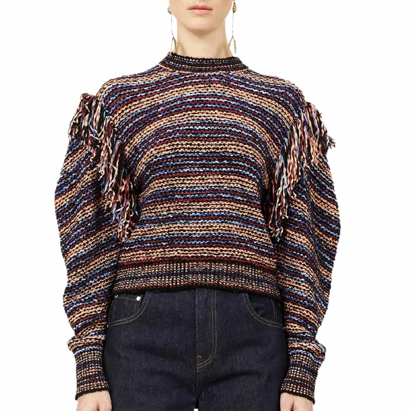 Pullover Sweater for All Weather-Women's Fringe A-Line Pullovers-Arquette Pullover Sweater In Bergamot