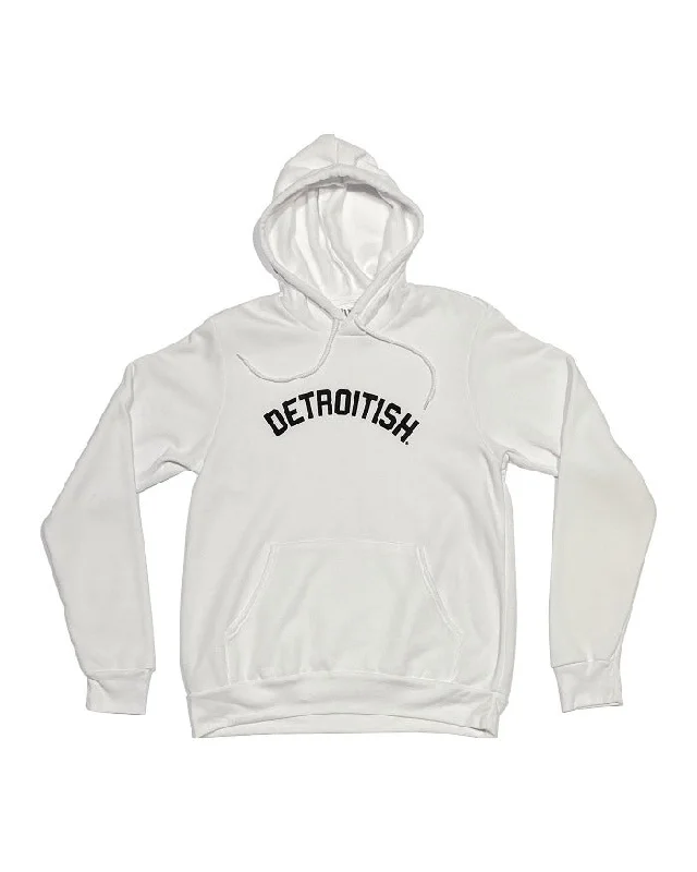 Hoodie with Bold Text for Casual Fashion-Women's Neon Hoodies-Ink Detroit Detroitish Pullover Hoodie - White