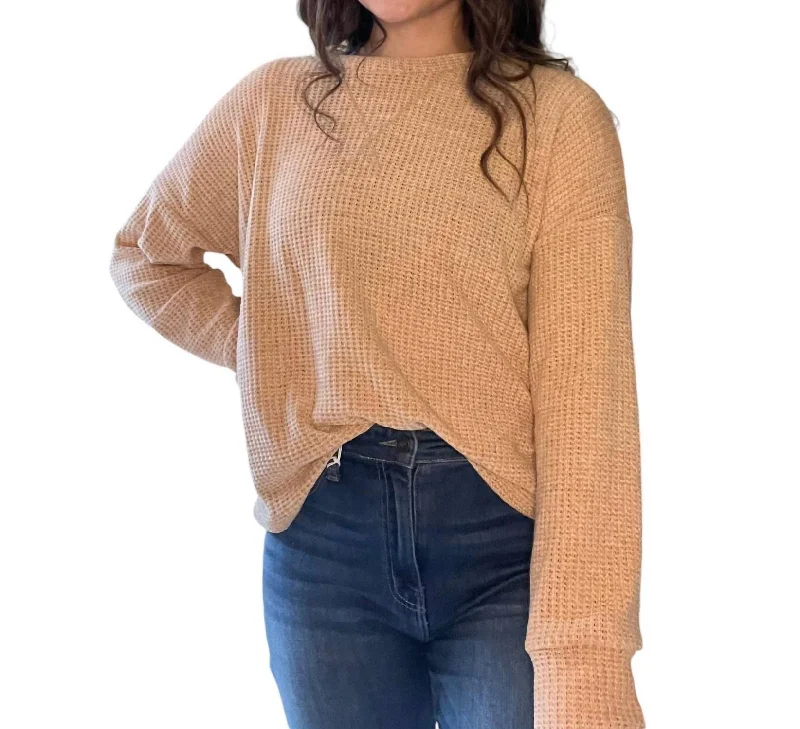 Women's Cashmere Pullover Sweater-Women's Lace Denim Pullovers-Creamy And Dreamy Sweater In Tan