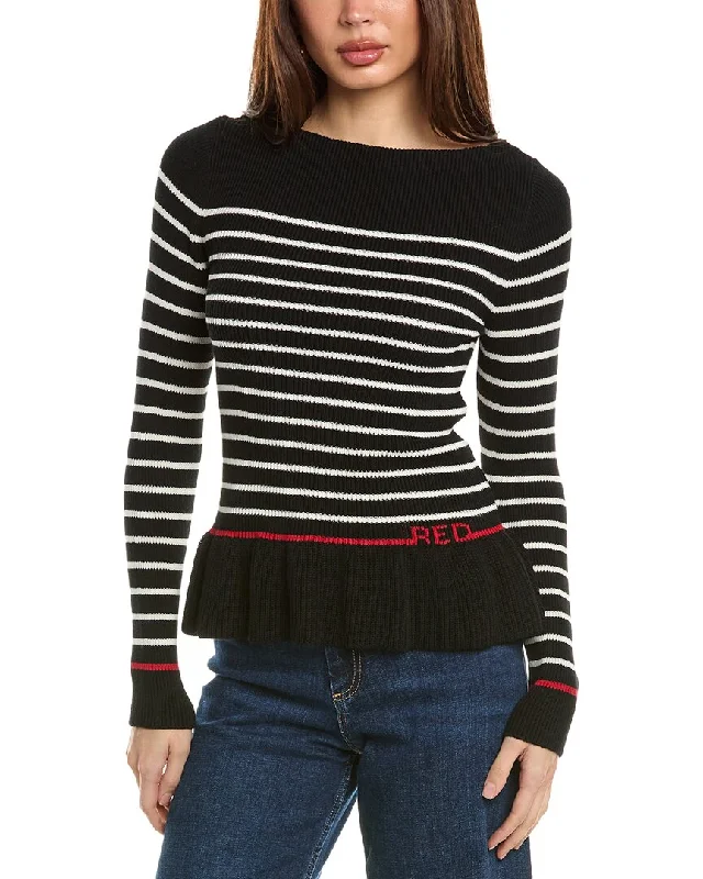 Casual Knit Pullover Sweater for Men-Women's Solid Color Pullovers-RED Valentino Sweater