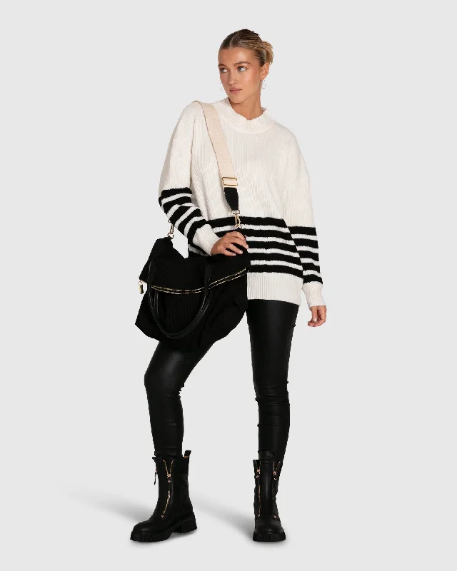 Pullover Sweater for Office Style-Women's Breathable Pullovers-Everything I Do Oversize Striped Knit