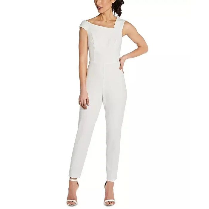 Casual Dresses for Outdoor Concerts-Women's Casual Mini Dresses-Adrianna Papell Women's Slim Leg Jumpsuit White Size 12