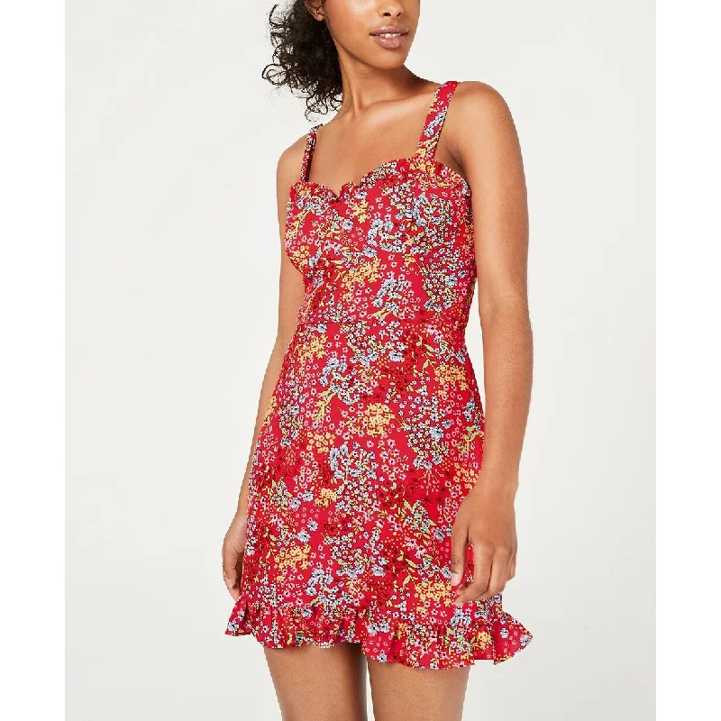 Short Casual Dresses for Hot Weather-Women's Casual Comfy Dresses-B. Darlin Juniors' Floral-Print Ruffled Dress Red Size 3"