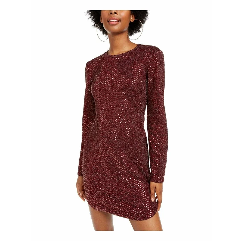 Casual Dresses with Bohemian Vibes for Women-Women's Casual Lounge Floral Dresses-B Darlin Juniors' Sequined Bodycon Dress Burgundy Size Large