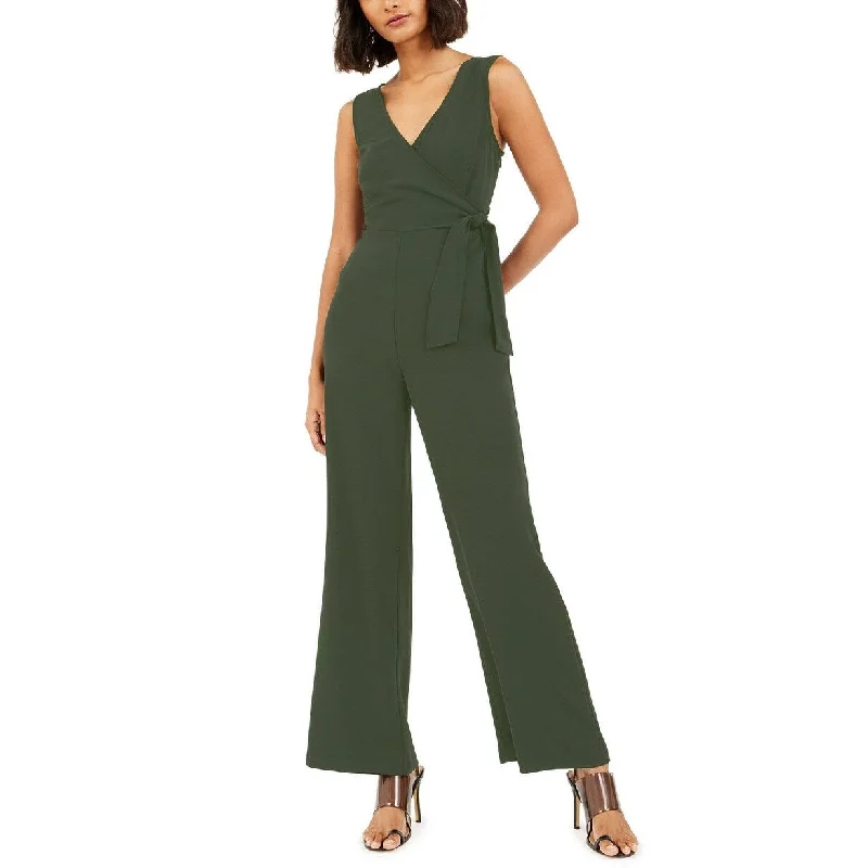 Casual Dresses with Geometric Prints for Women-Women's Casual Swing Dresses-Bar III Women's V-Neck Side-Tie Sleeveless Jumpsuit Green Size Large