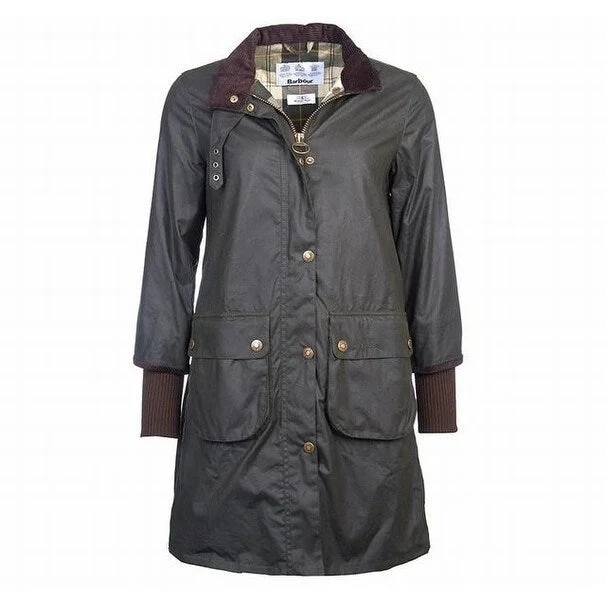 Casual Dresses for Lunch and Coffee Dates-Women's Casual Vacation Dresses-Barbour Sage Rain Mac Coat Dark Green Size 6