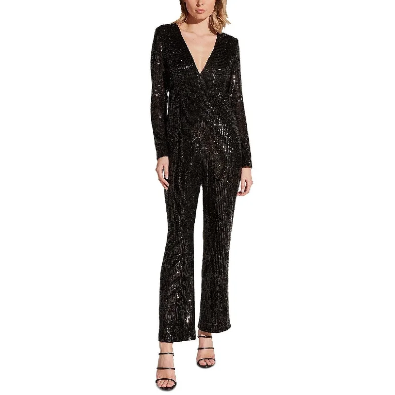 Casual Dresses for Relaxed Weekend Mornings-Women's Casual Party Dresses-Bardot Women's Dita Sequin Jumpsuit Black Size Small