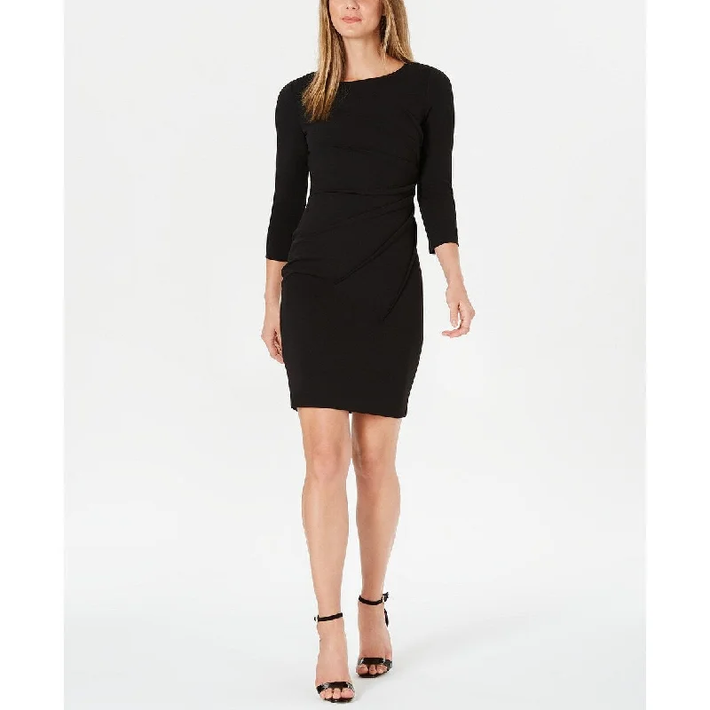 Casual Dresses for Special Occasions-Women's Casual Work-from-Home Dresses-Calvin Klein Women's Petite Starburst Sheath Dress Black Size 4