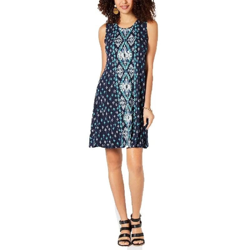 Casual Dresses for Easygoing Outings-Women's Casual Errand Dresses-Style & Co Women's Printed Swing Dress Navy Size XX Large - XX-Large