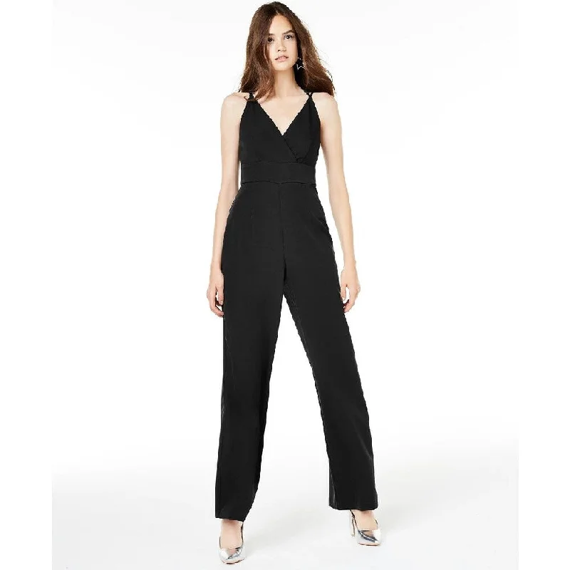 Casual Dresses with Relaxed Fit for All-Day Wear-Women's Casual Picnic Solid Color Dresses-Teeze Me Juniors' Tie Back Jumpsuit Black Size 3