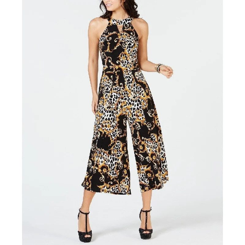 Casual Dresses with Cutout Details-Women's Casual Tunic Dresses-Thalia Sodi Women's Printed Wide-Leg Jumpsuit Black Size Extra Small - X-Small