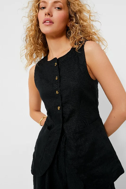 Plus size formal Blouses & Shirts-Black Emma Vest