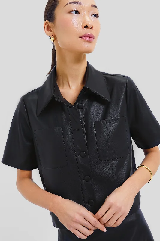 Cute Blouses & Shirts with prints-Black Leather Audrina Top